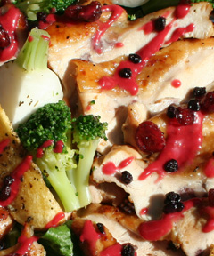 神山地鶏と有機野菜のアプリコットロースト　ラズベリーソース